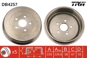 TRW DB4257 - Brzdový bubon -