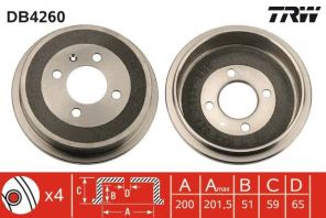 TRW DB4260 - Brzdový bubon -