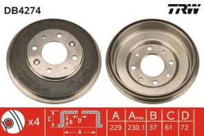 TRW DB4274 - Brzdový bubon -