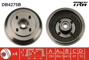 TRW DB4275B - Brzdový bubon -