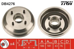 TRW DB4276 - Brzdový bubon -