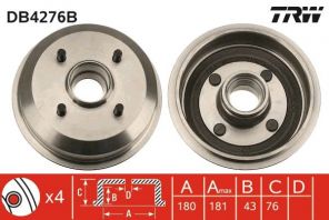 TRW DB4276B - Brzdový bubon -