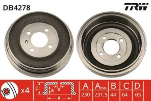 TRW DB4278 - Brzdový bubon -