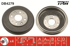 TRW DB4279 - Brzdový bubon -