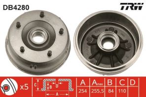 TRW DB4280 - Brzdový bubon -