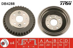 TRW DB4288 - Brzdový bubon -