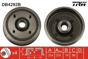 TRW DB4292B - Brzdový bubon -