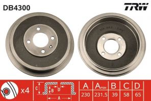TRW DB4300 - Brzdový bubon -