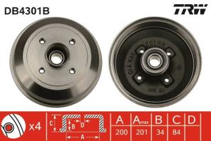 TRW DB4301B - Brzdový bubon -