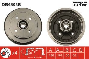 TRW DB4303B - Brzdový bubon -