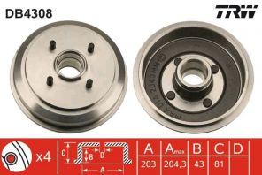 TRW DB4308 - Brzdový bubon -