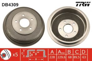 TRW DB4309 - Brzdový bubon -