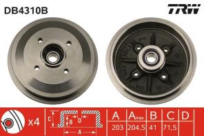 TRW DB4310B - Brzdový bubon -