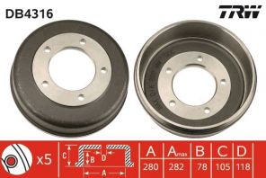 TRW DB4316 - Brzdový bubon -