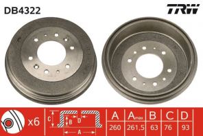 TRW DB4322 - Brzdový bubon -