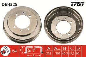 TRW DB4325 - Brzdový bubon -