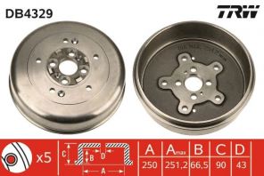 TRW DB4329 - Brzdový bubon -