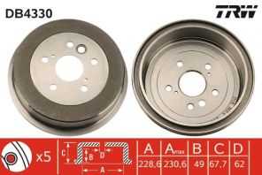 TRW DB4330 - Brzdový bubon -