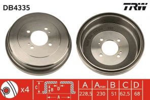 TRW DB4335 - Brzdový bubon -