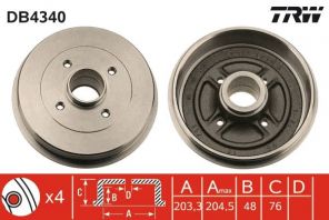 TRW DB4340 - Brzdový bubon -