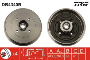 TRW DB4340B - Brzdový bubon -