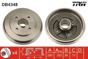 TRW DB4348 - Brzdový bubon -