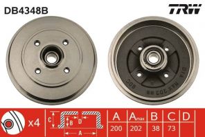 TRW DB4348B - Brzdový bubon -