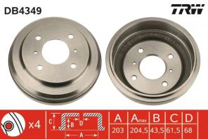 TRW DB4349 - Brzdový bubon -