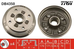 TRW DB4350 - Brzdový bubon -