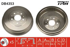 TRW DB4353 - Brzdový bubon -