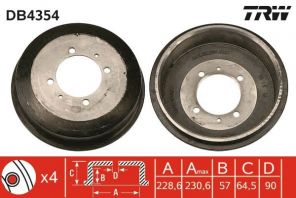TRW DB4354 - Brzdový bubon -