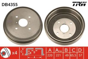 TRW DB4355 - Brzdový bubon -