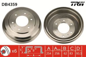 TRW DB4359 - Brzdový bubon -