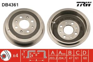 TRW DB4361 - Brzdový bubon -