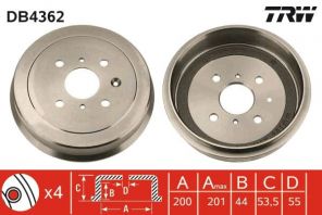TRW DB4362 - Brzdový bubon -