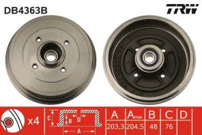 TRW DB4363B - Brzdový bubon -