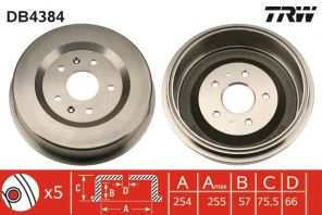 TRW DB4384 - Brzdový bubon -