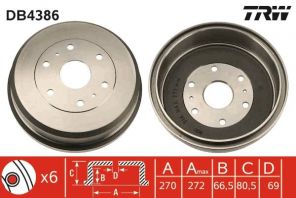 TRW DB4386 - Brzdový bubon -