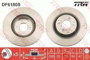 TRW DF6180S - Brzdový kotúč -