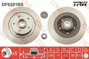 TRW DF6201BS - Brzdový kotúč -