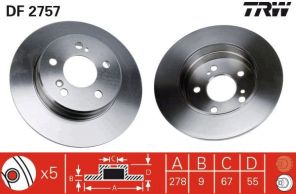 TRW DF2757 - Brzdový kotúč -