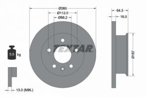 Textar 92055900 - Brzdový kotúč -
