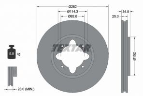Textar 92078100 - Brzdový kotúč -