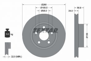 Textar 92081900 - Brzdový kotúč -