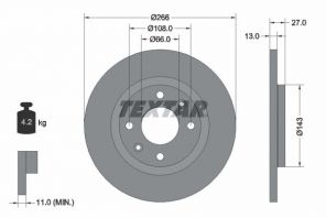 Textar 92089103 - Brzdový kotúč -