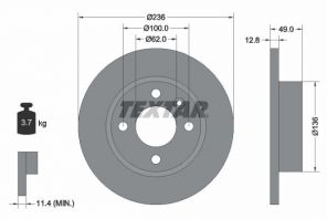Textar 92090400 - Brzdový kotúč -