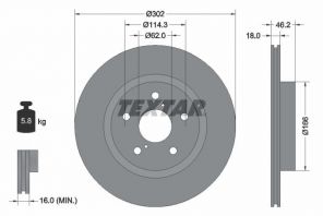 Textar 92093500 - Brzdový kotúč -