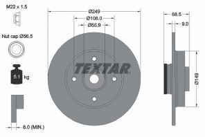 Textar 92133303 - Brzdový kotúč -