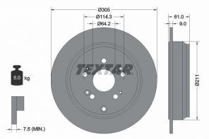 Textar 92162503 - Brzdový kotúč -