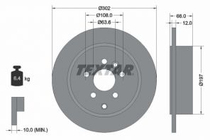 Textar 92162703 - Brzdový kotúč -